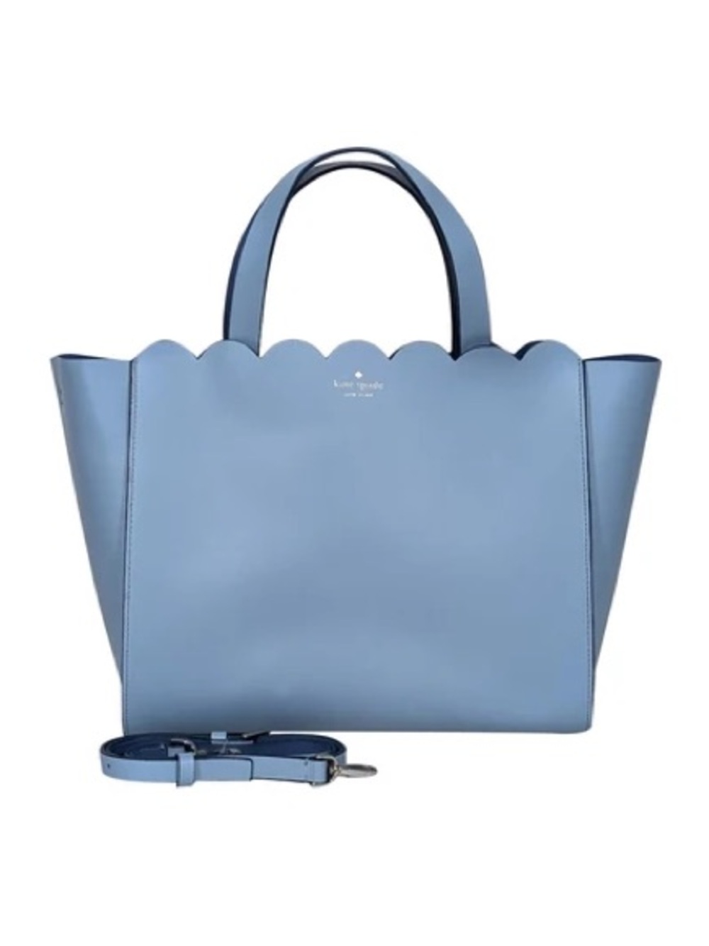 kate spade light blue scallop-edge tote with detachable strap